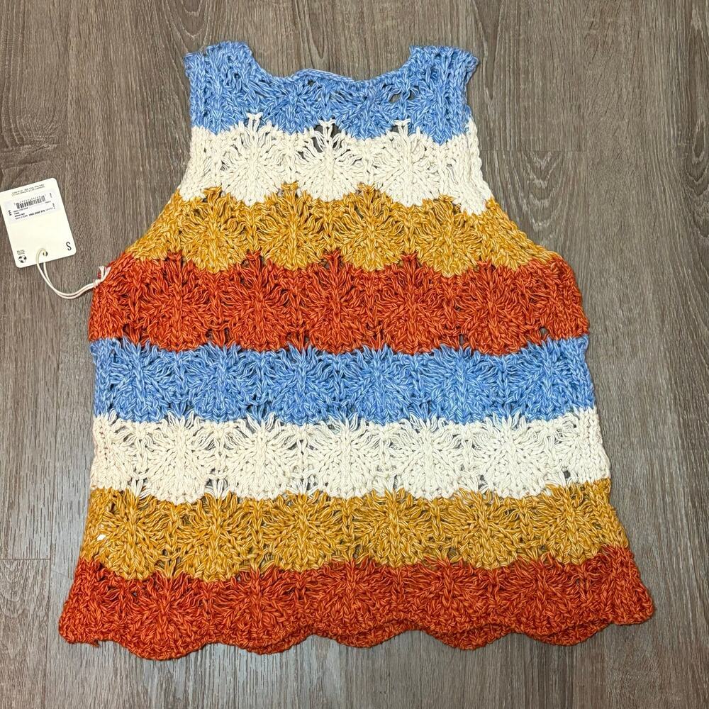NWT a.n.a. Crochet Tank Top Striped Size S Women's Summer Boho Festival - Picture 4 of 9